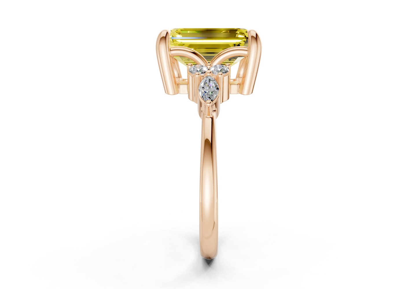 Lyra Yellow Diamond Accent Emerald Cut 1.8mm Engagement Ring