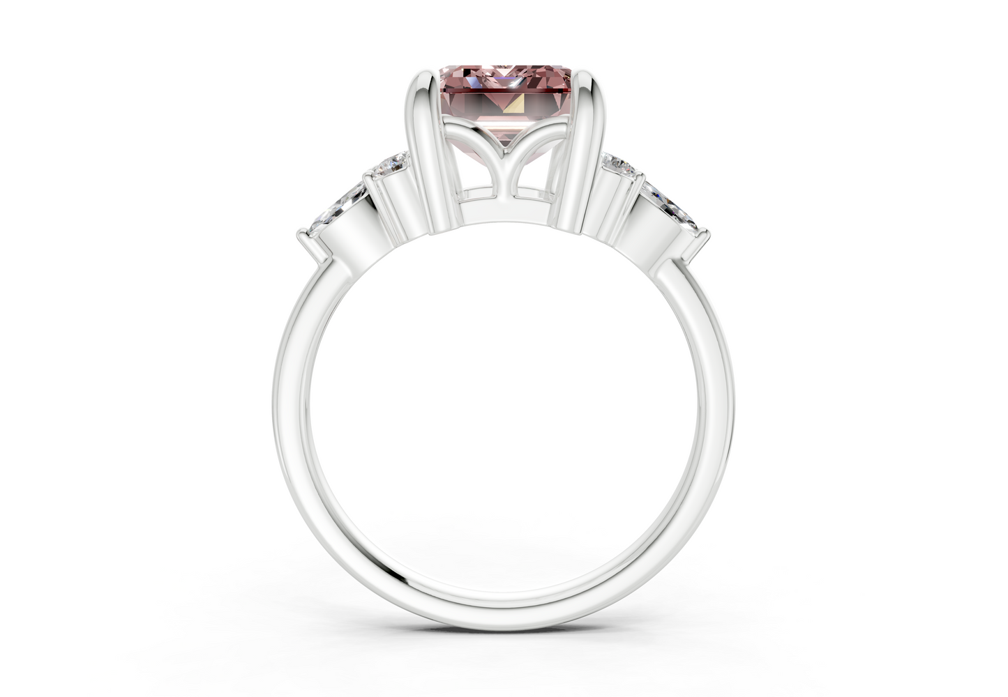 Lyra Pink Diamond Accent Emerald Cut 2mm Engagement Ring