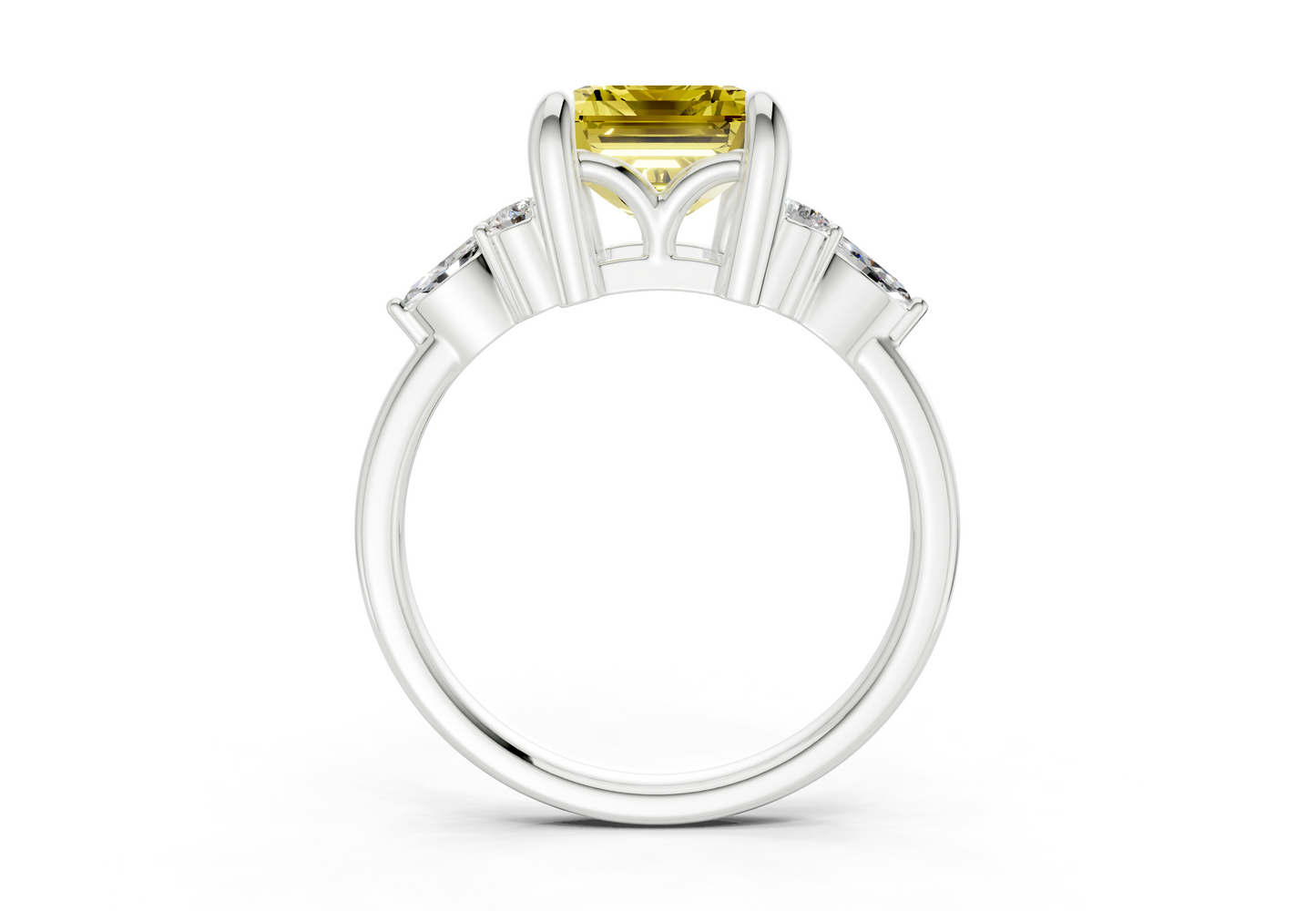 Lyra Yellow Diamond Accent Emerald Cut 1.8mm Engagement Ring