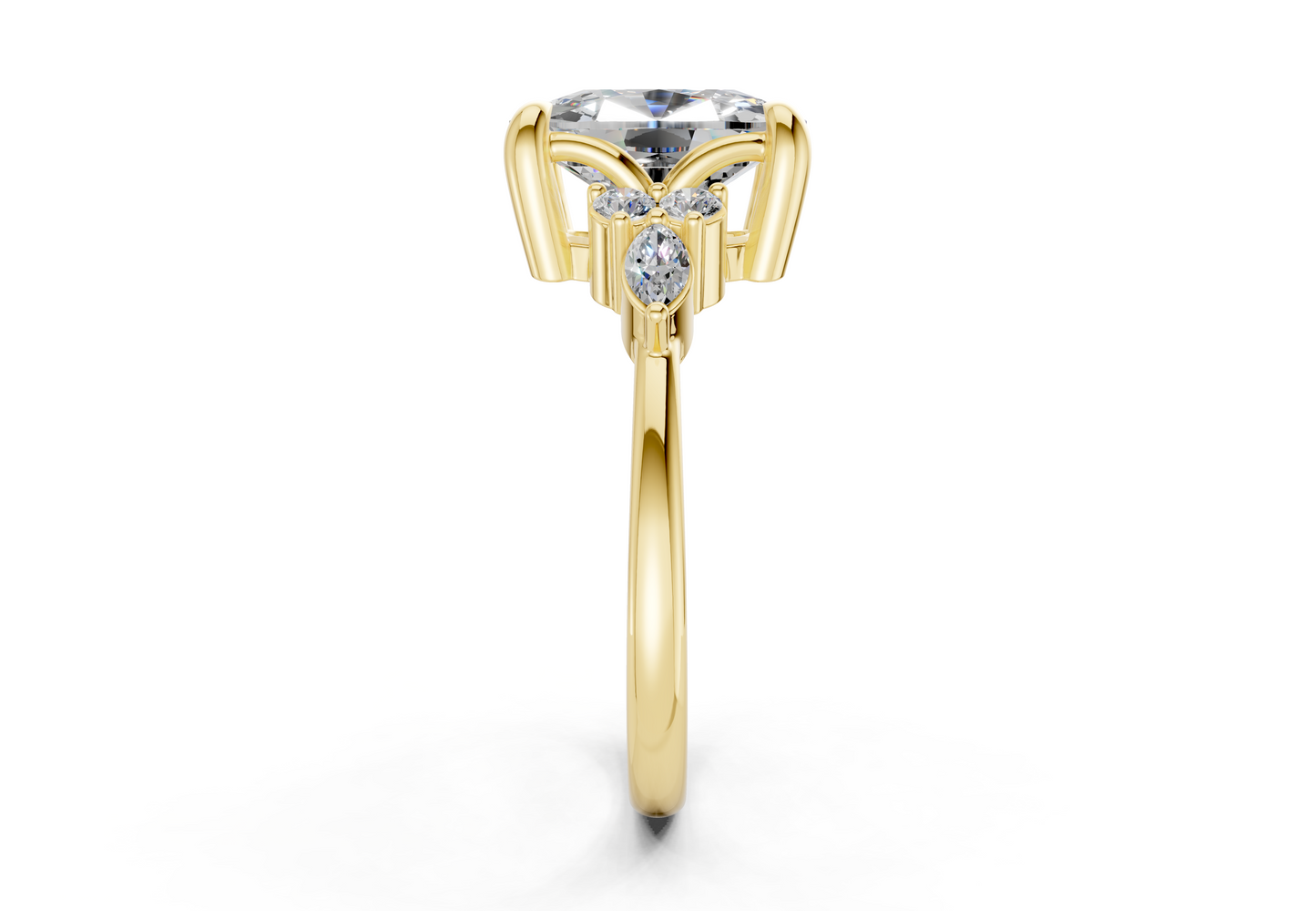 Lyra Diamond Accent Elongated Cushion Cut 2.3mm Engagement Ring