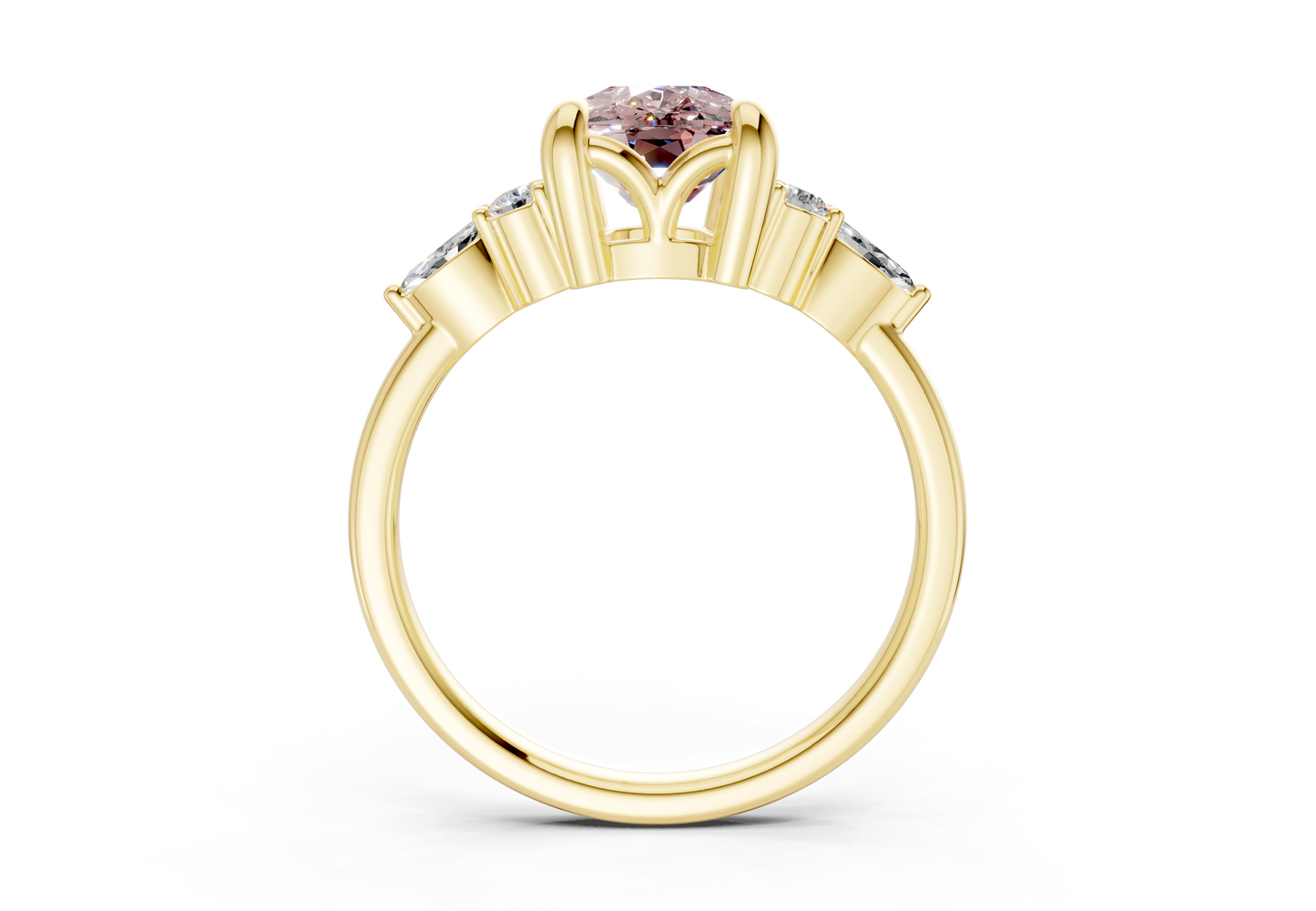 Lyra Pink Diamond Accent Elongated Cushion Cut 2mm Engagement Ring