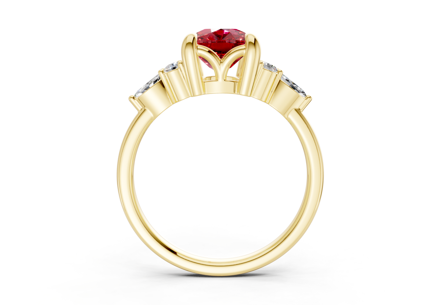 Lyra Ruby Gemstone Accent Elongated Cushion Cut 2mm Engagement Ring