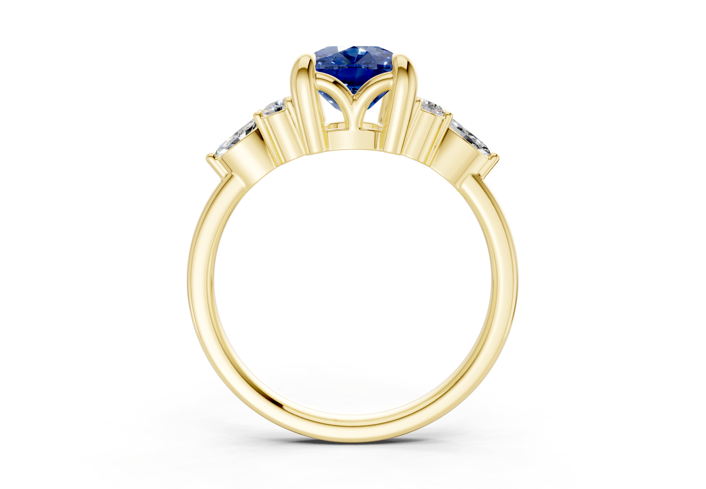 Lyra Sapphire Gemstone Accent Elongated Cushion Cut 2mm Engagement Ring