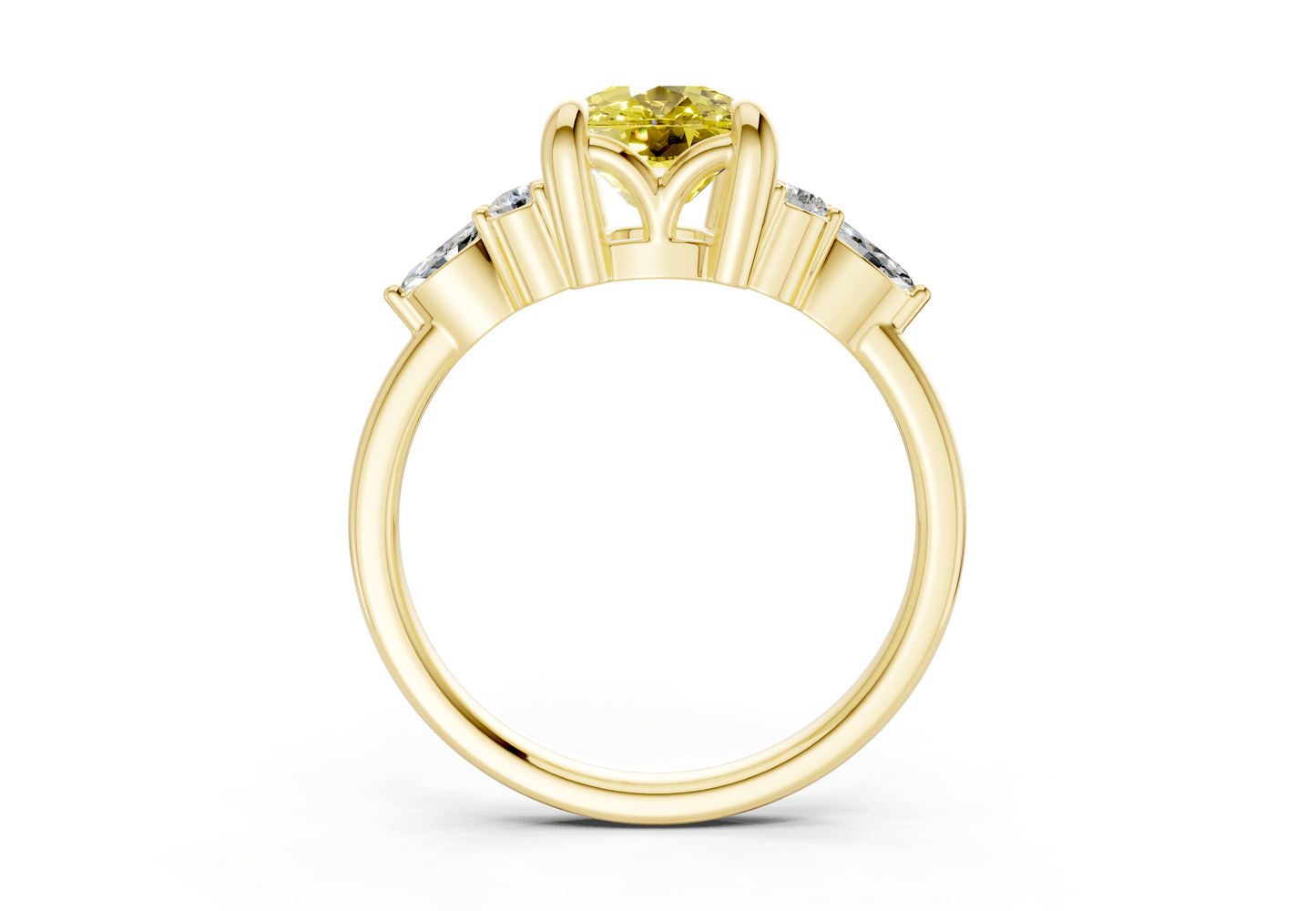 Lyra Yellow Diamond Accent Elongated Cushion Cut 2.3mm Engagement Ring