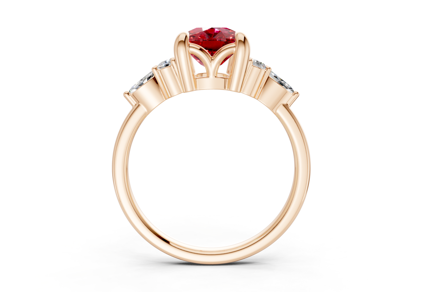 Lyra Ruby Gemstone Accent Elongated Cushion Cut 2mm Engagement Ring