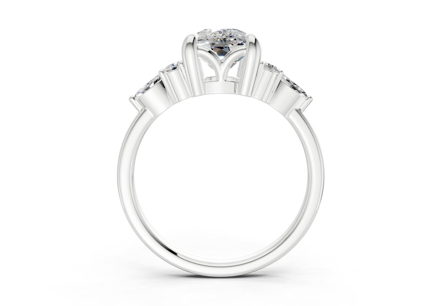 Lyra Diamond Accent Elongated Cushion Cut 2.3mm Engagement Ring