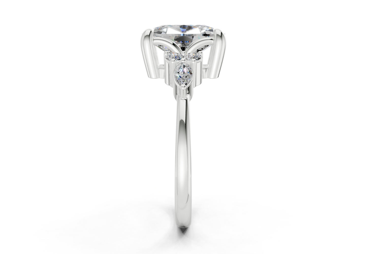 Lyra Diamond Accent Elongated Cushion Cut 2.3mm Engagement Ring