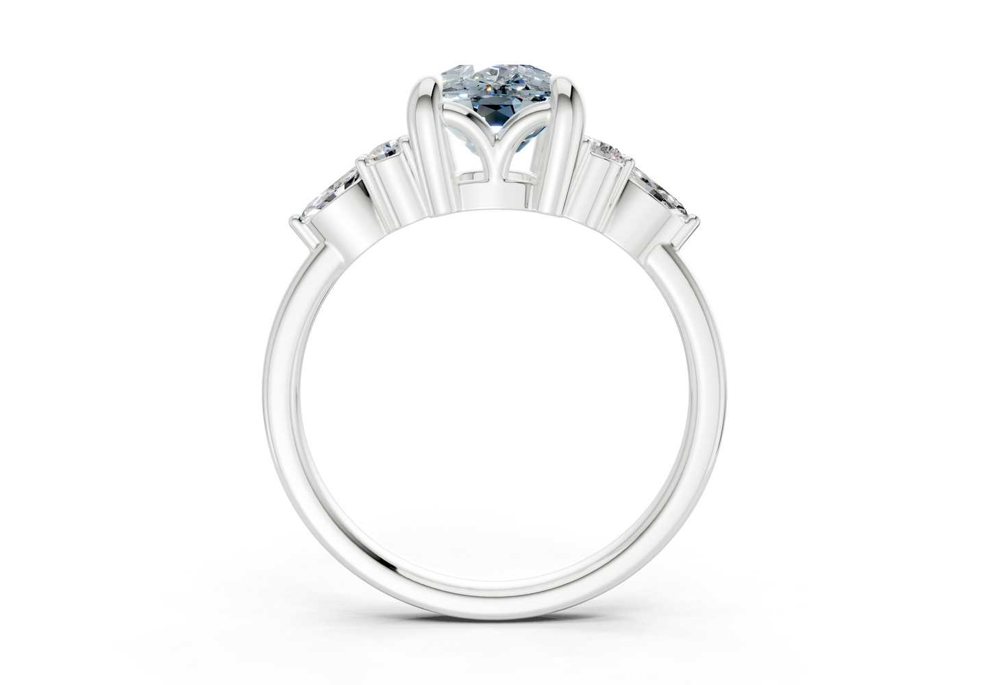 Lyra Blue Diamond Accent Elongated Cushion Cut 2mm Engagement Ring