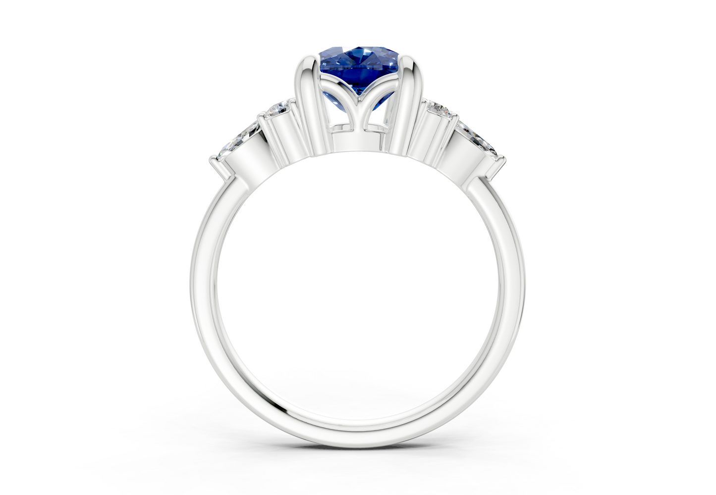 Lyra Sapphire Gemstone Accent Elongated Cushion Cut 2mm Engagement Ring