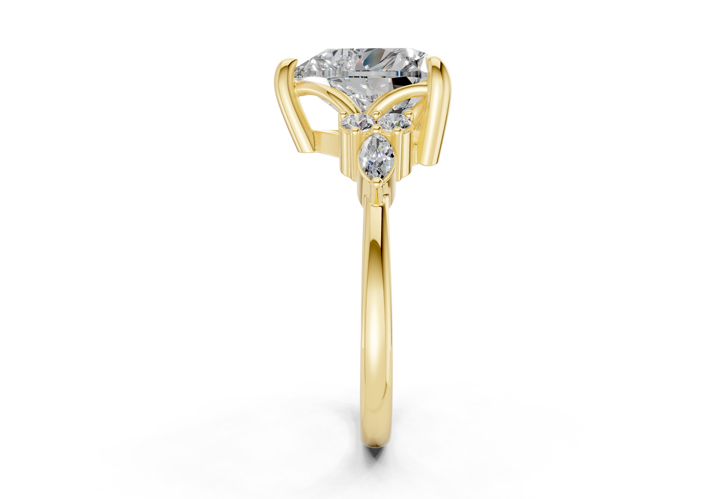 Lyra Diamond Accent Heart Cut 1.8mm Engagement Ring