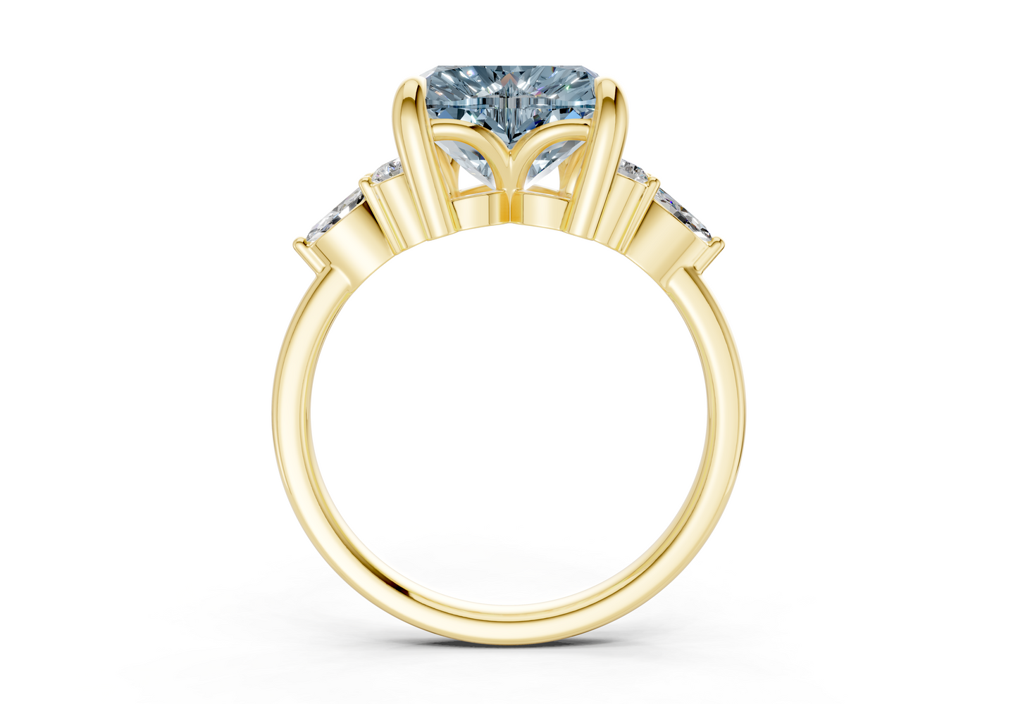 Lyra Blue Diamond Accent Heart Cut 2.3mm Engagement Ring
