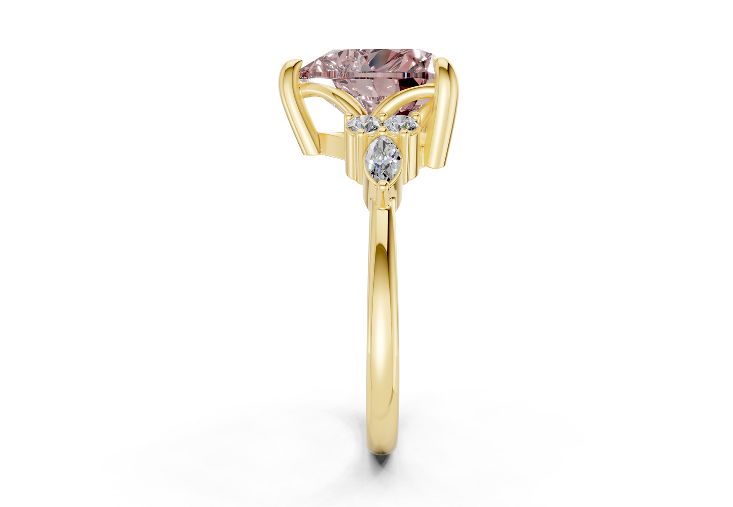 Lyra Pink Diamond Accent Heart Cut 2.3mm Engagement Ring