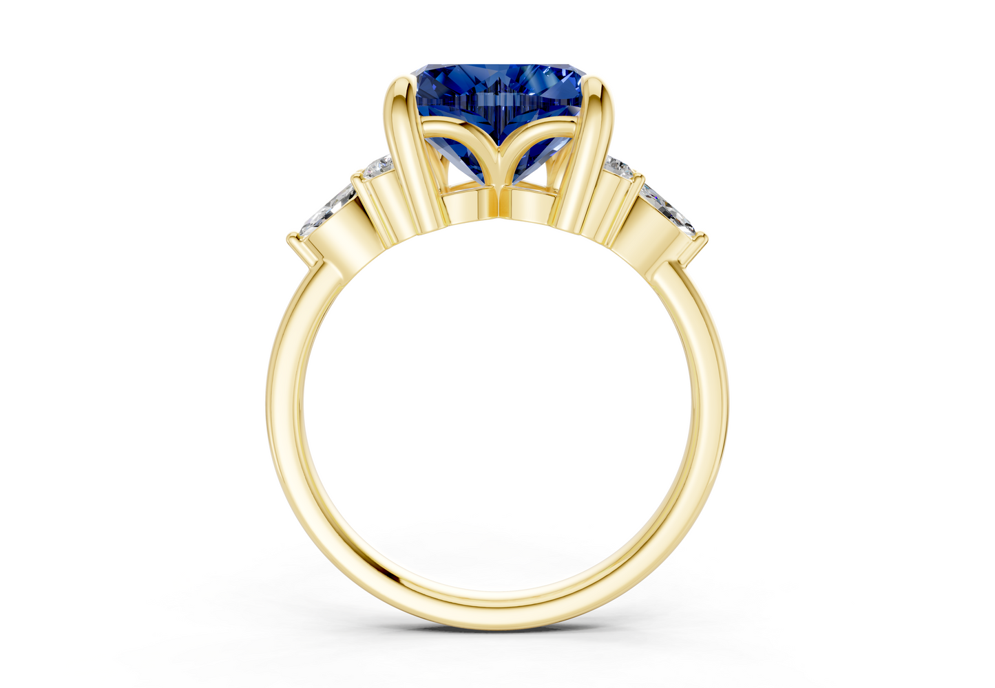 Lyra Sapphire Gemstone Accent Heart Cut 2.3mm Engagement Ring