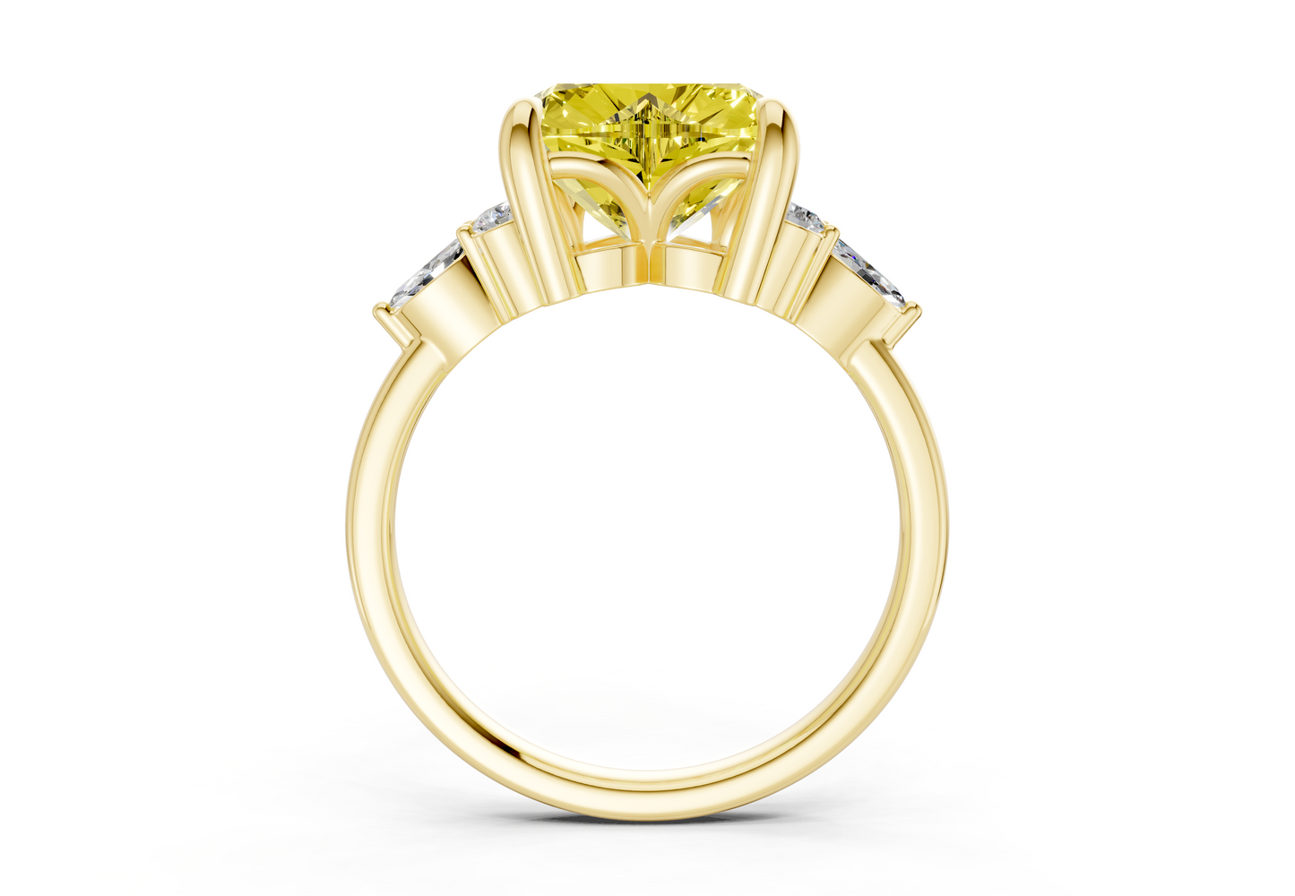 Lyra Yellow Diamond Accent Heart Cut 1.8mm Engagement Ring