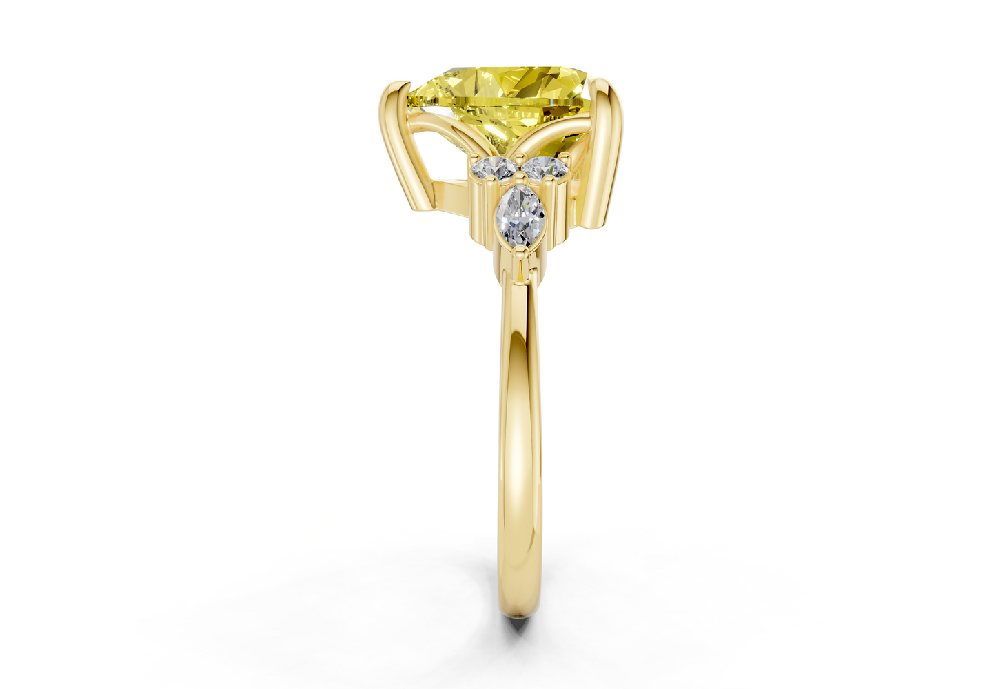 Lyra Yellow Diamond Accent Heart Cut 2.3mm Engagement Ring