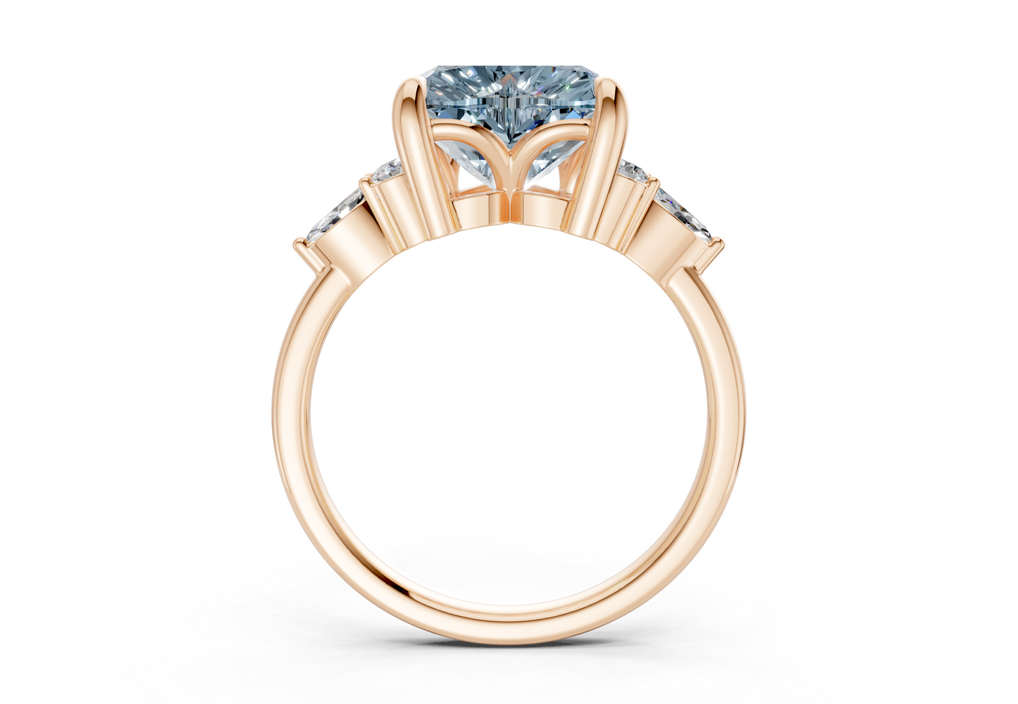 Lyra Blue Diamond Accent Heart Cut 1.8mm Engagement Ring