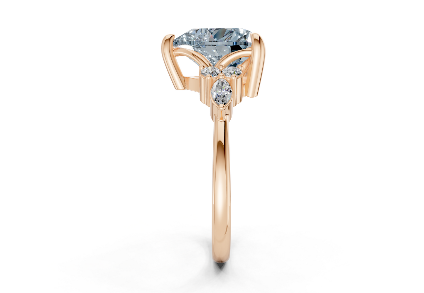 Lyra Blue Diamond Accent Heart Cut 1.8mm Engagement Ring