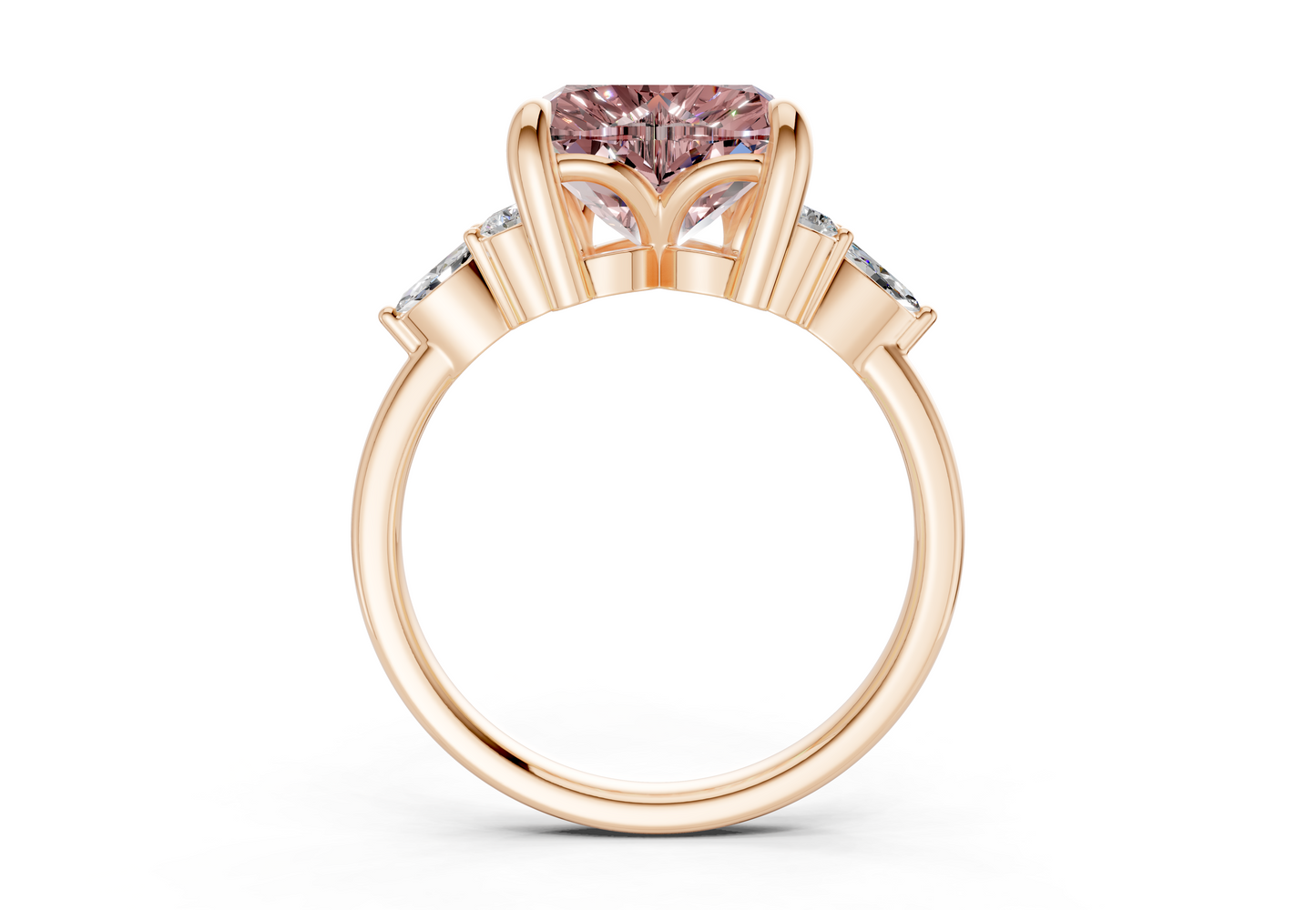 Lyra Pink Diamond Accent Heart Cut 2mm Engagement Ring