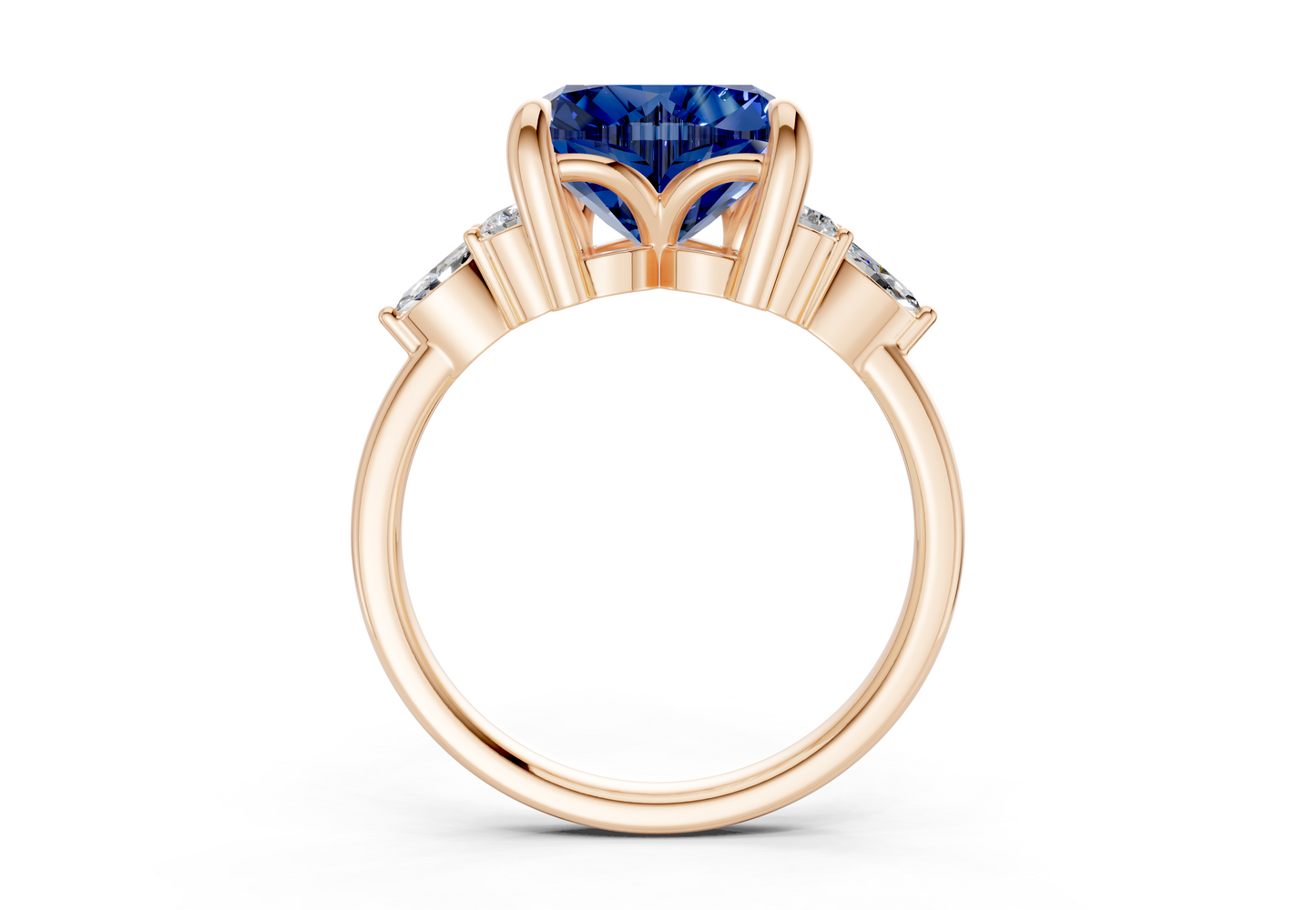 Lyra Sapphire Gemstone Accent Heart Cut 2.3mm Engagement Ring