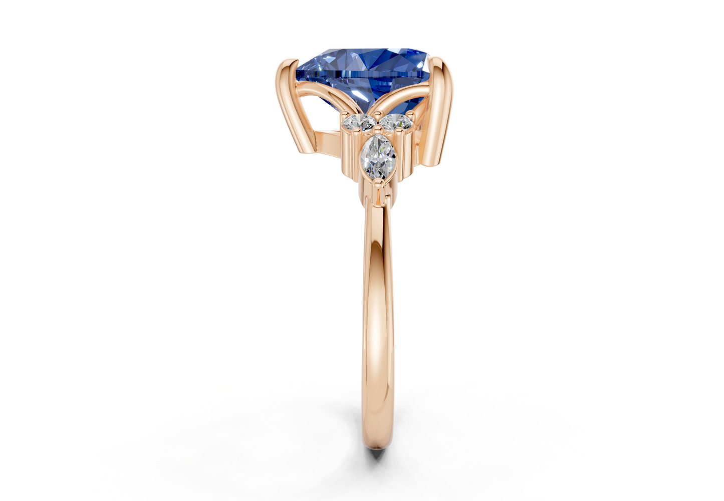 Lyra Sapphire Gemstone Accent Heart Cut 2.3mm Engagement Ring