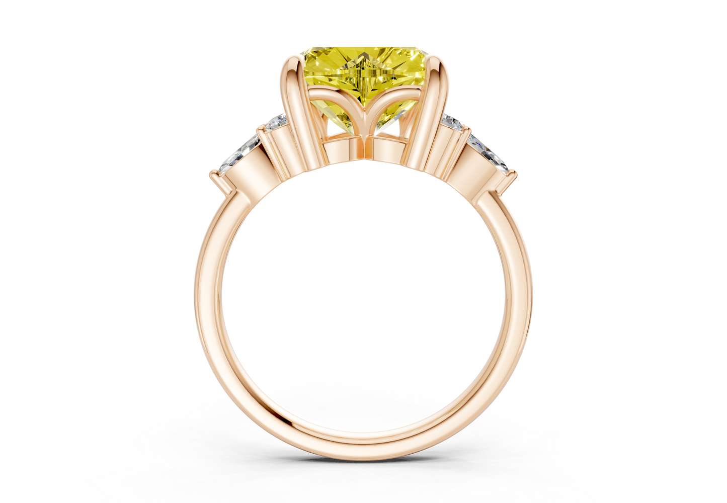 Lyra Yellow Diamond Accent Heart Cut 1.8mm Engagement Ring