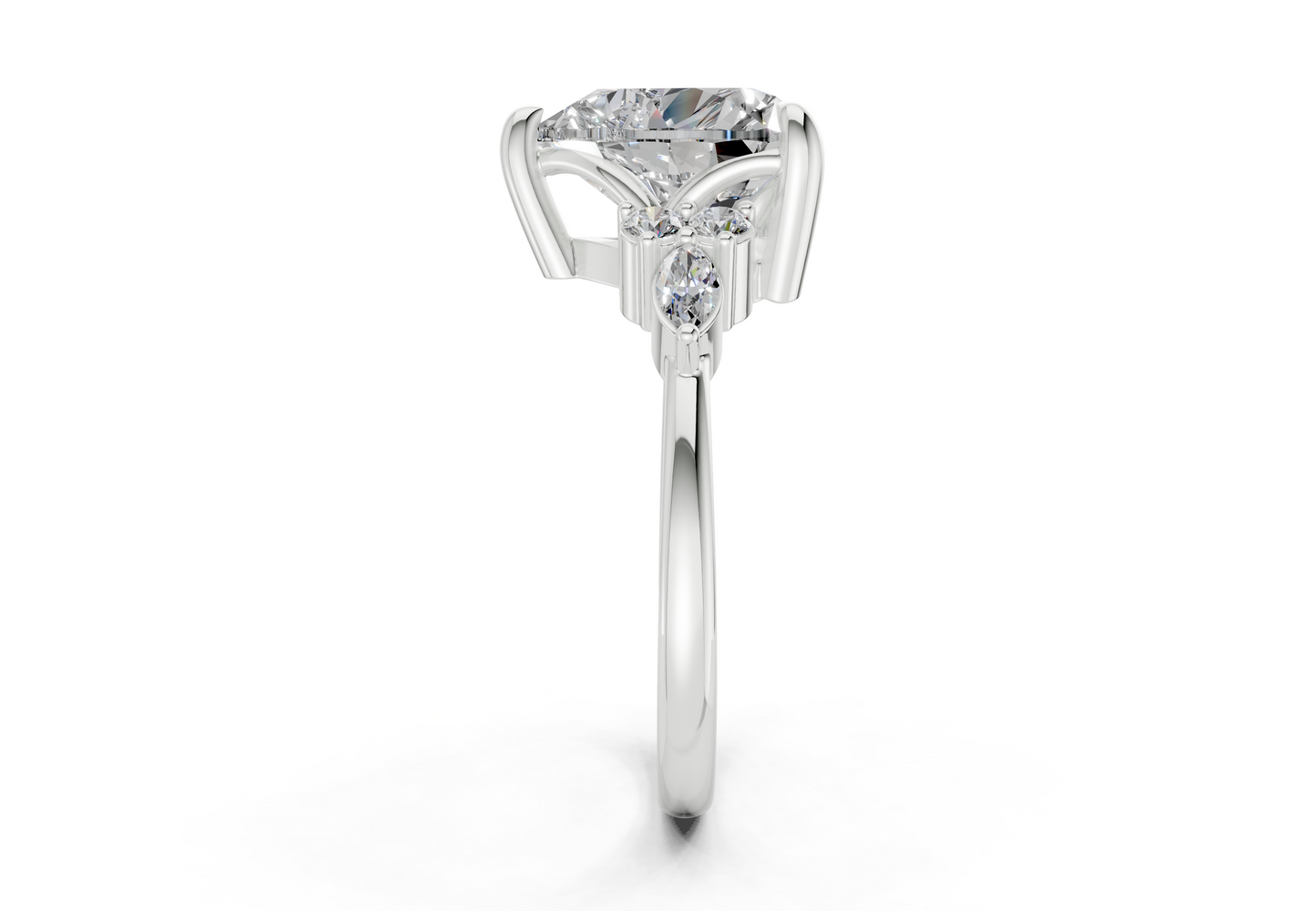 Lyra Diamond Accent Heart Cut 1.8mm Engagement Ring