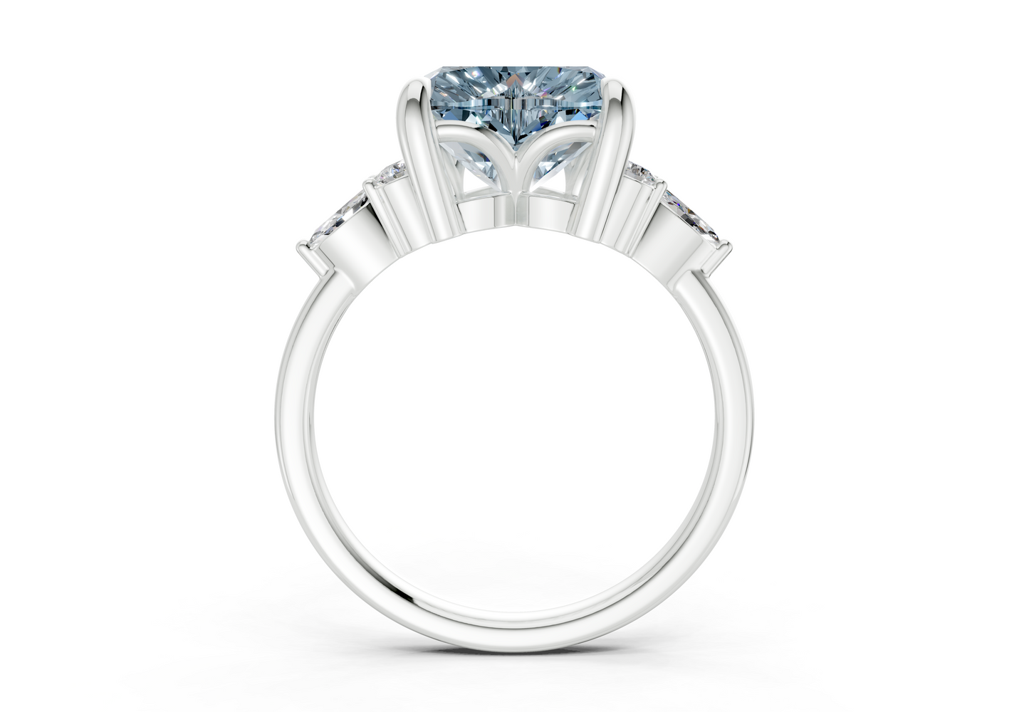 Lyra Blue Diamond Accent Heart Cut 1.8mm Engagement Ring