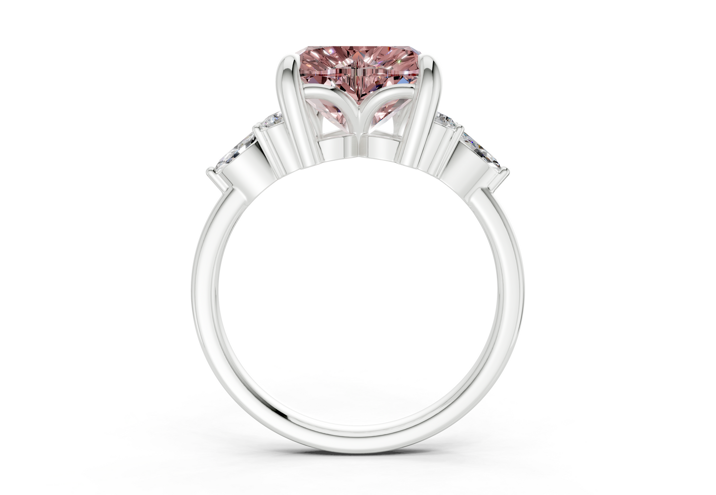 Lyra Pink Diamond Accent Heart Cut 2mm Engagement Ring