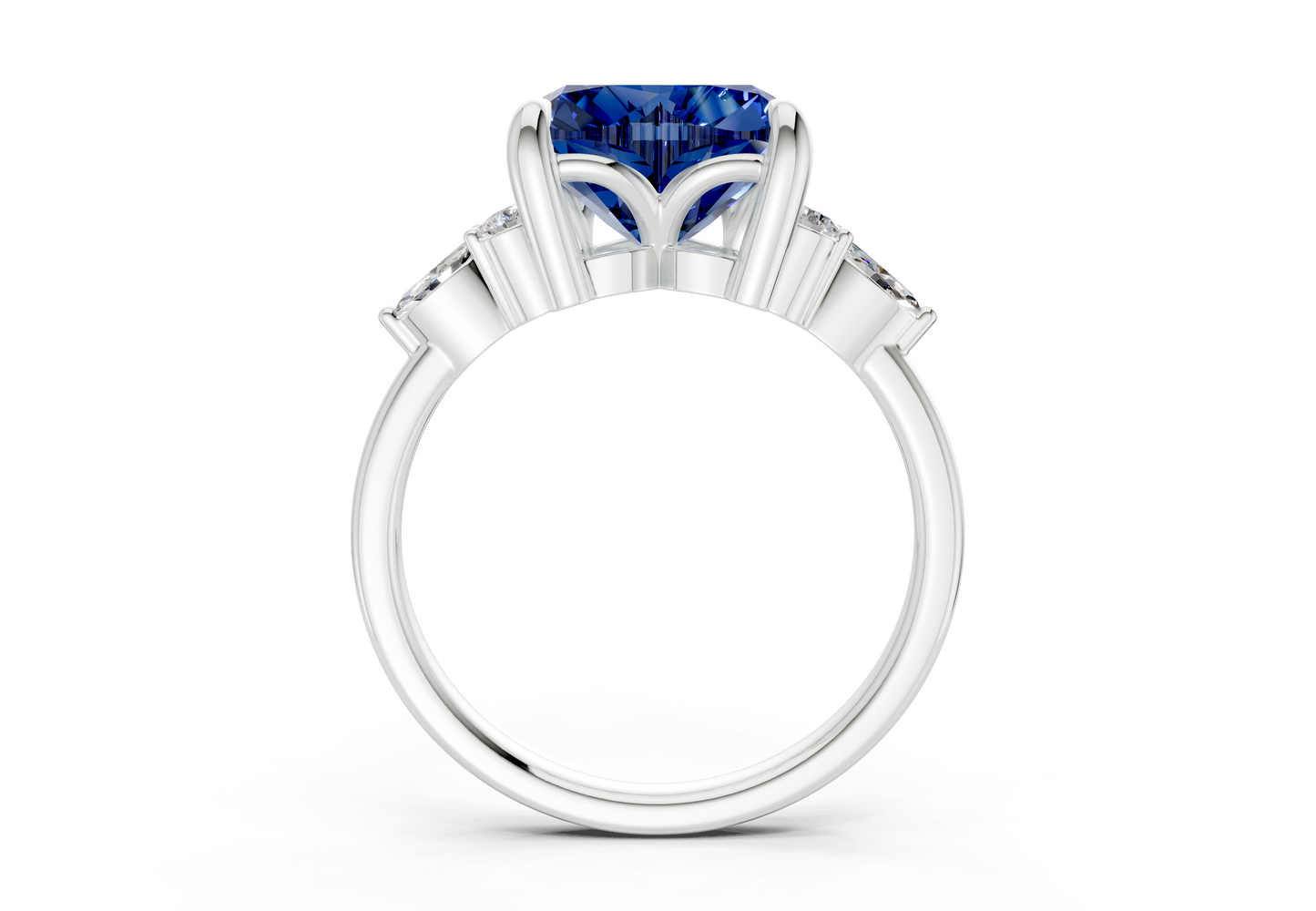 Lyra Sapphire Gemstone Accent Heart Cut 2.3mm Engagement Ring