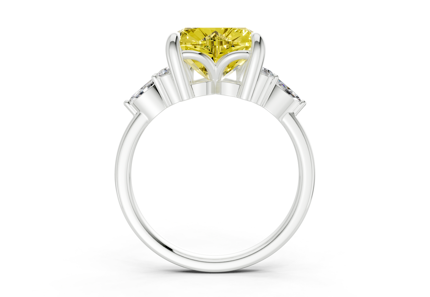 Lyra Yellow Diamond Accent Heart Cut 1.8mm Engagement Ring