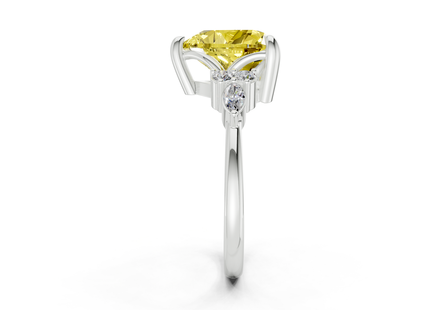 Lyra Yellow Diamond Accent Heart Cut 1.8mm Engagement Ring