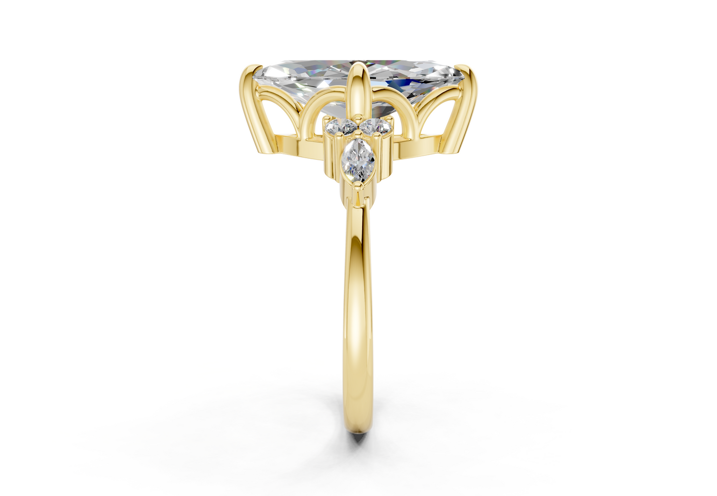 Lyra Diamond Accent Marquise Cut 2mm Engagement Ring