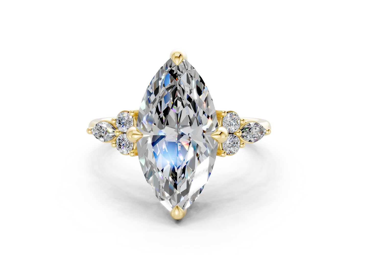 Lyra Diamond Accent Marquise Cut 2mm Engagement Ring