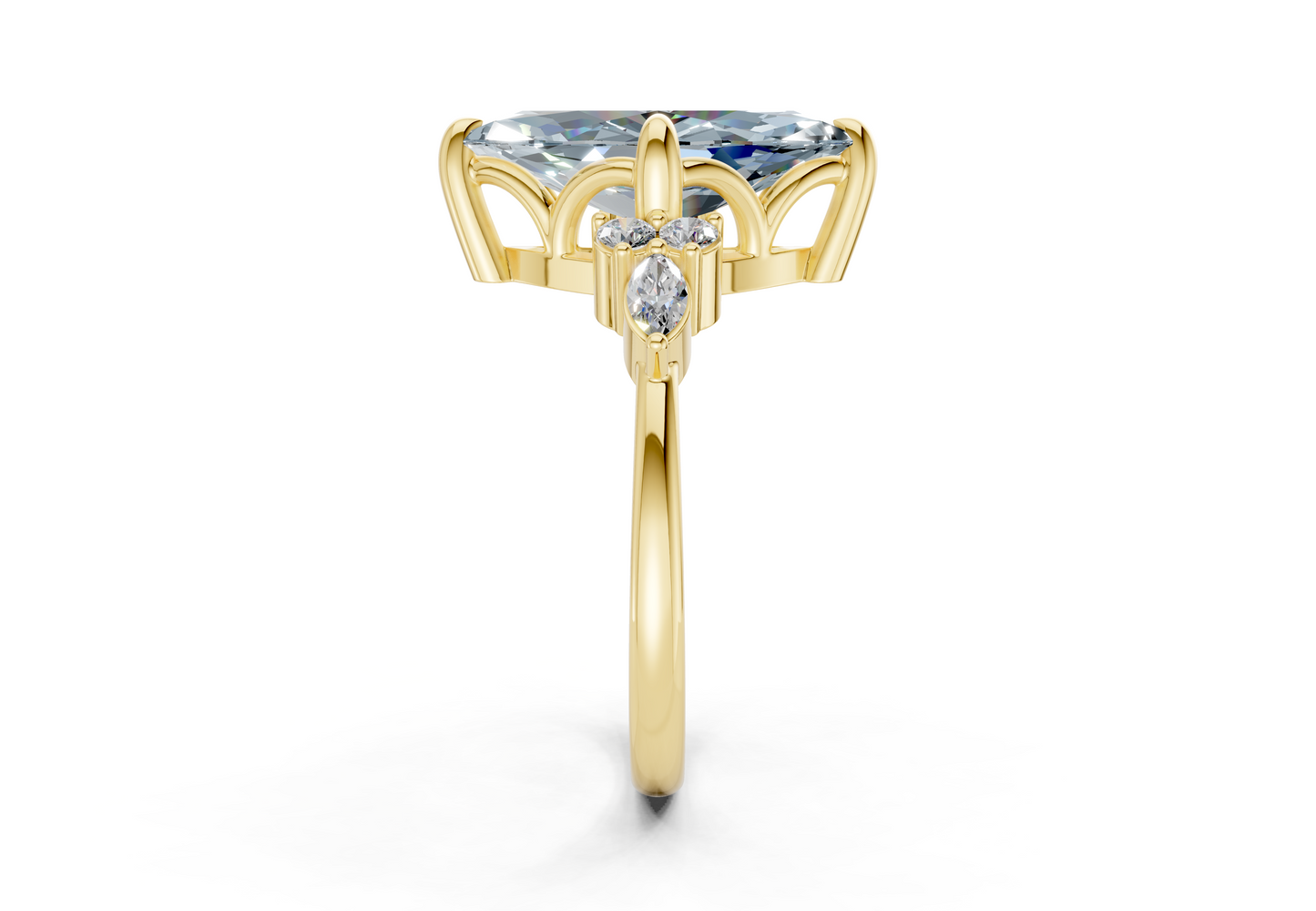 Lyra Blue Diamond Accent Marquise Cut 1.8mm Engagement Ring