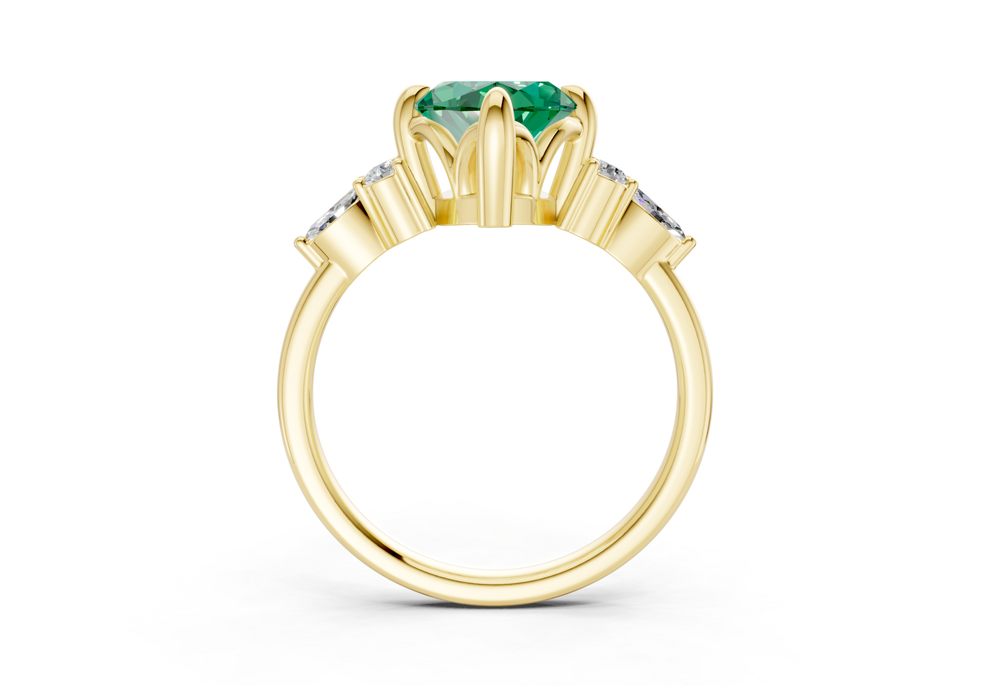 Lyra Emerald Gemstone Accent Marquise Cut 1.8mm Engagement Ring
