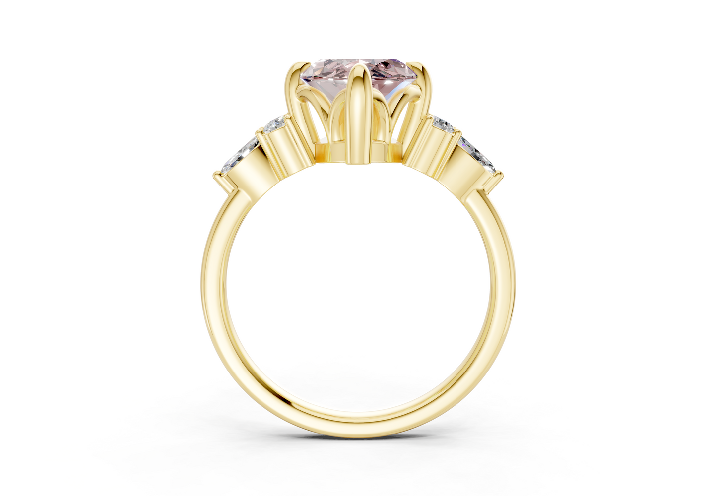Lyra Pink Diamond Accent Marquise Cut 1.8mm Engagement Ring