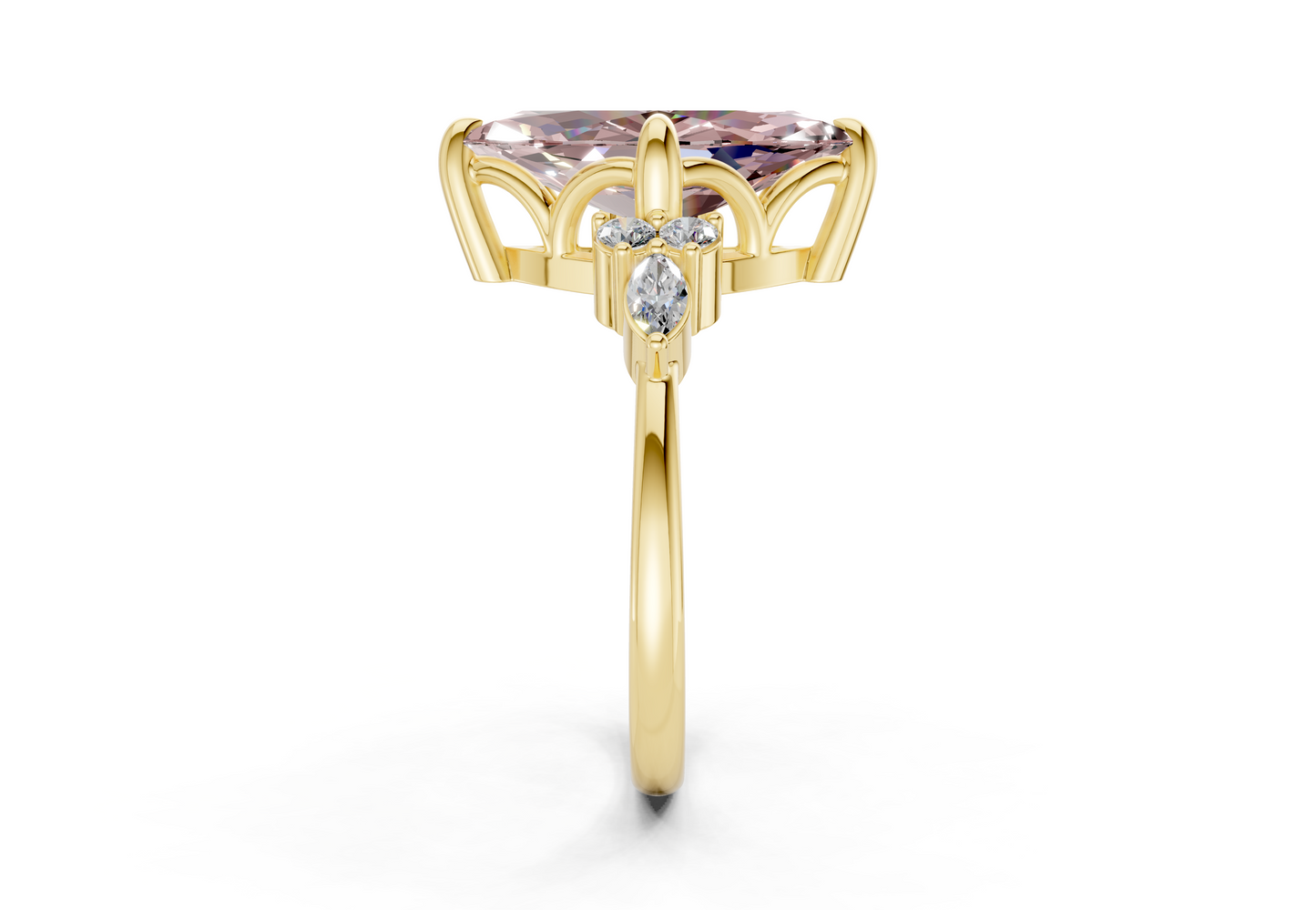 Lyra Pink Diamond Accent Marquise Cut 1.8mm Engagement Ring