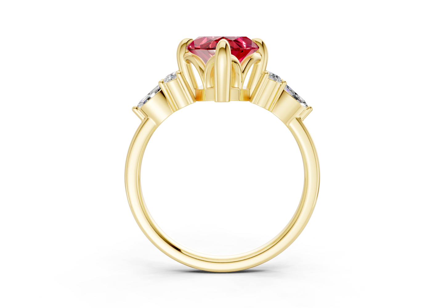 Lyra Ruby Gemstone Accent Marquise Cut 1.8mm Engagement Ring