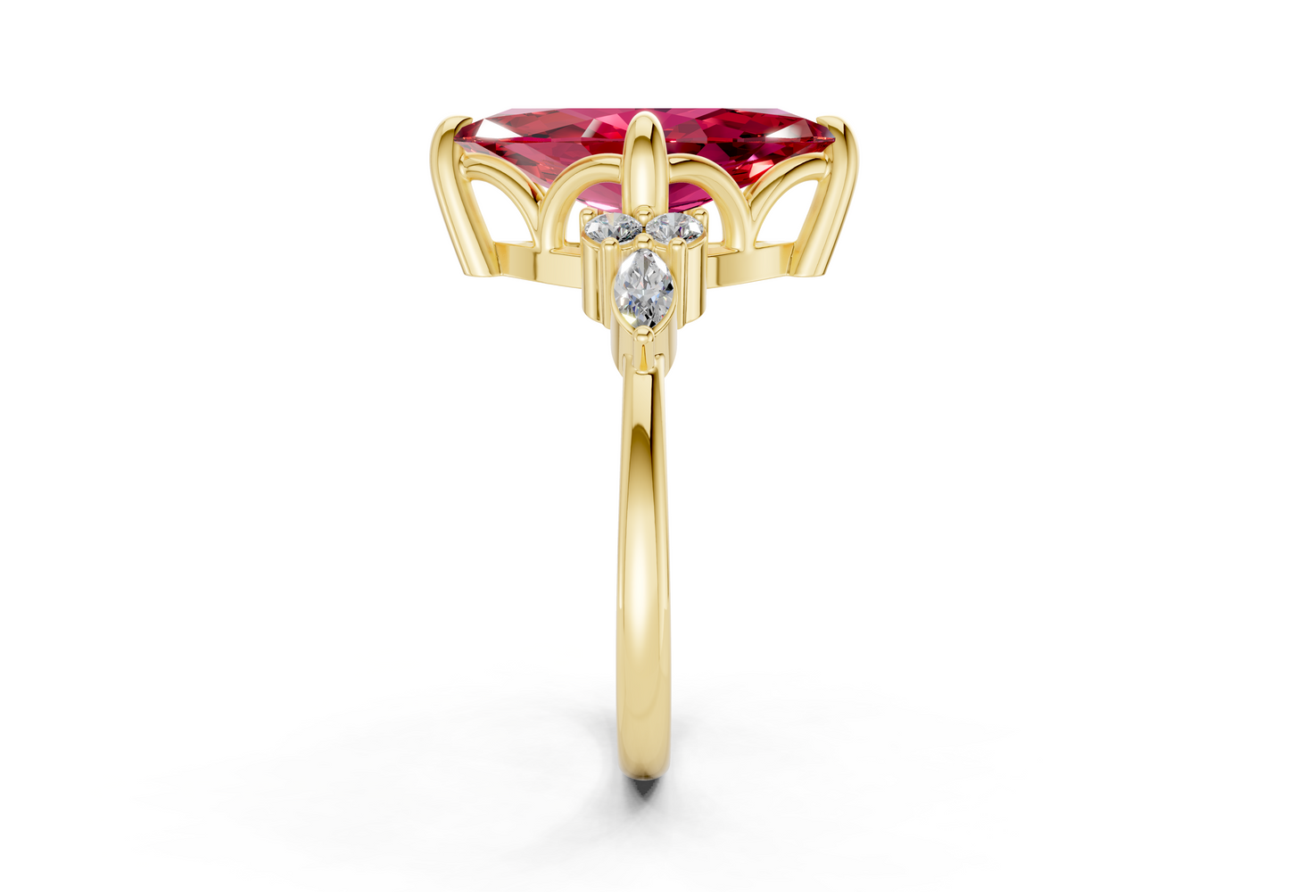 Lyra Ruby Gemstone Accent Marquise Cut 1.8mm Engagement Ring