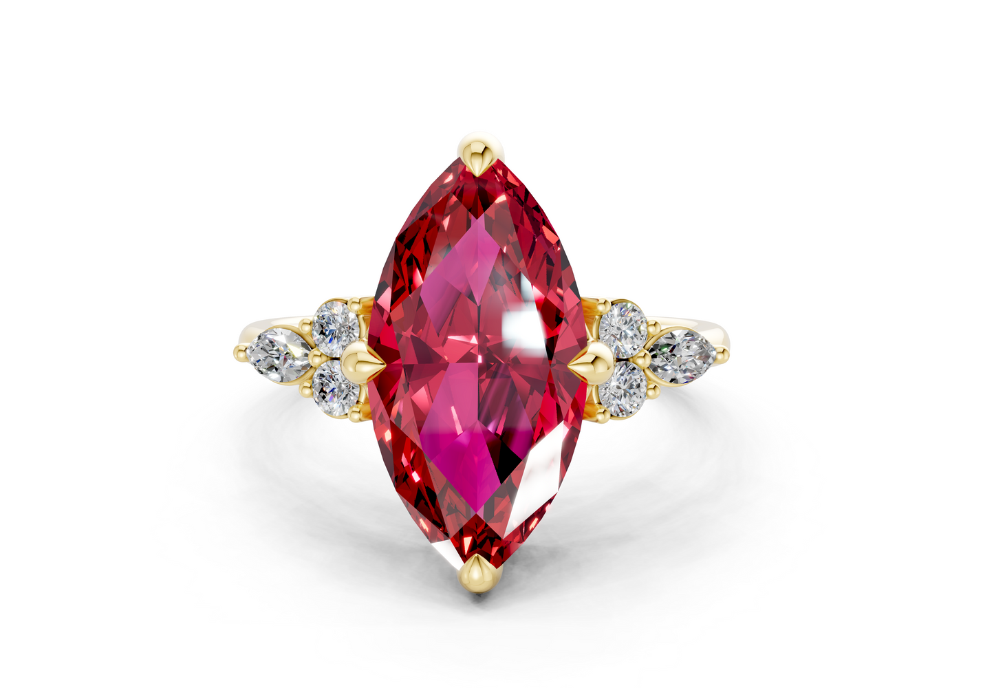 Lyra Ruby Gemstone Accent Marquise Cut 1.8mm Engagement Ring