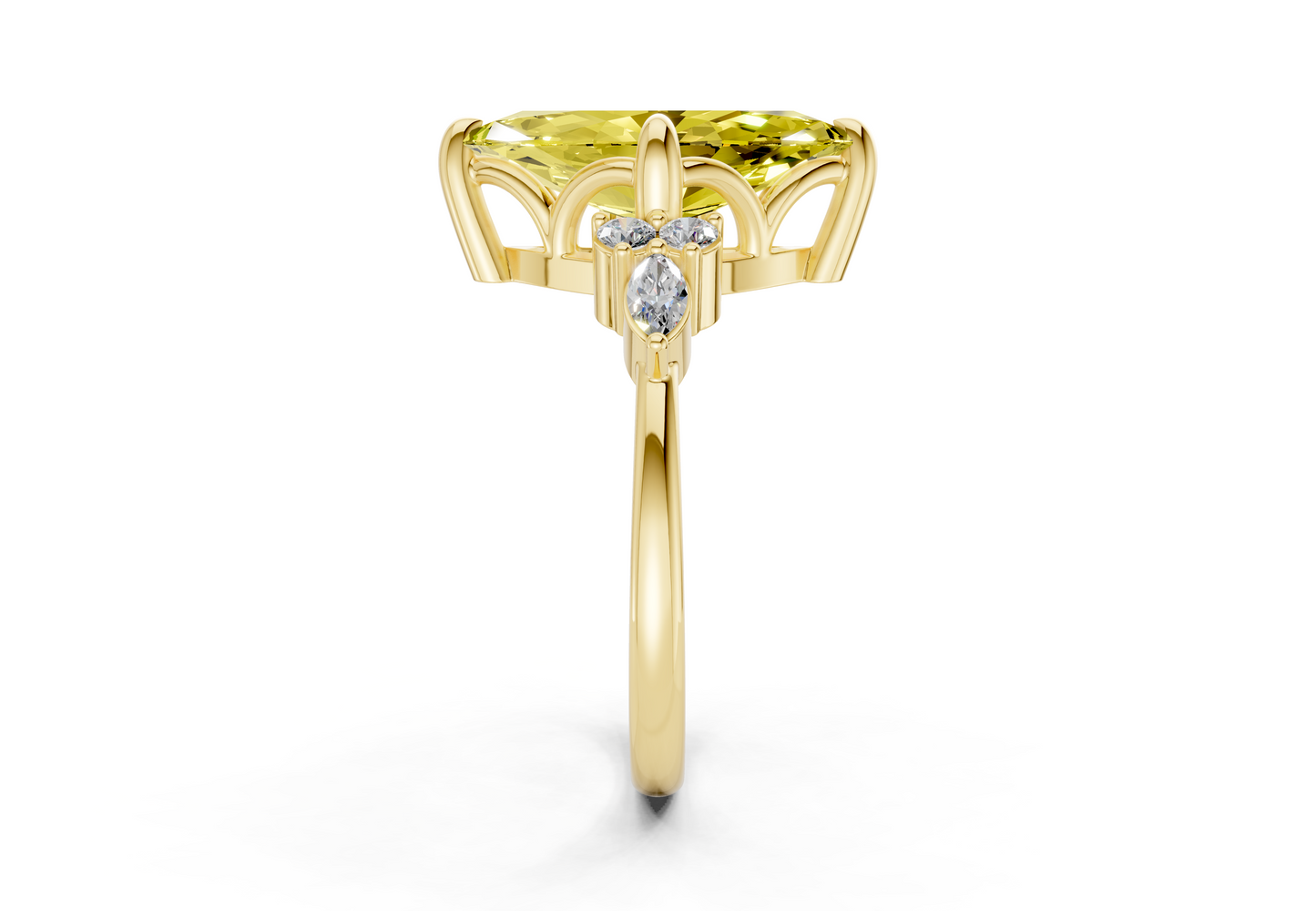 Lyra Yellow Diamond Accent Marquise Cut 1.8mm Engagement Ring