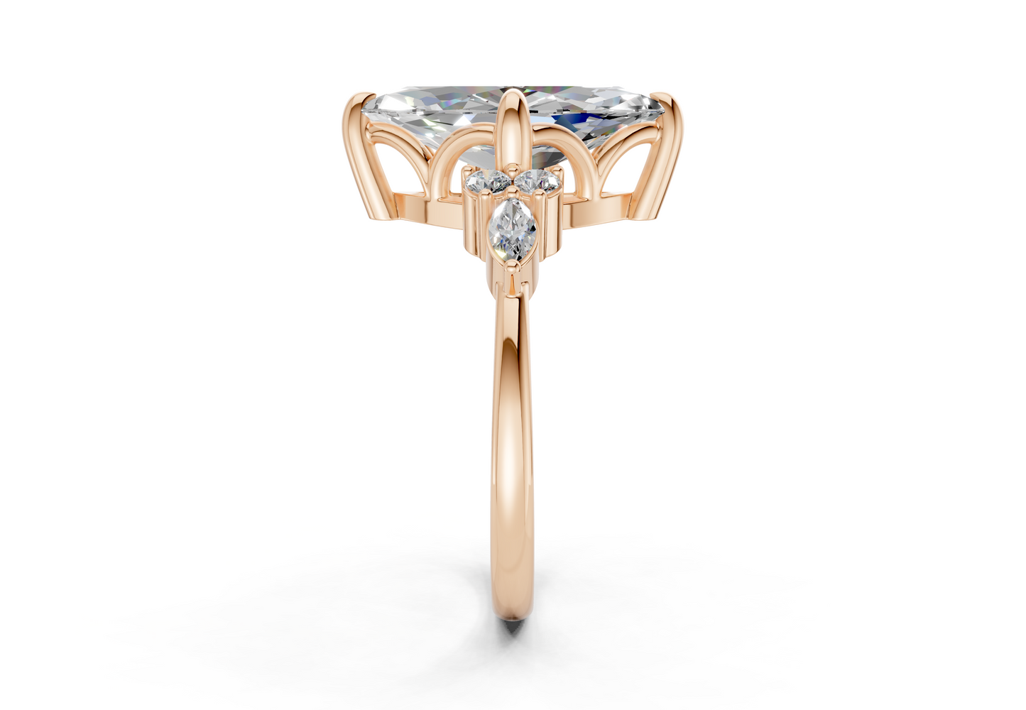 Lyra Diamond Accent Marquise Cut 2mm Engagement Ring