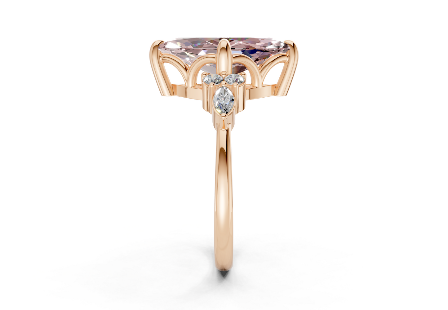 Lyra Pink Diamond Accent Marquise Cut 2mm Engagement Ring
