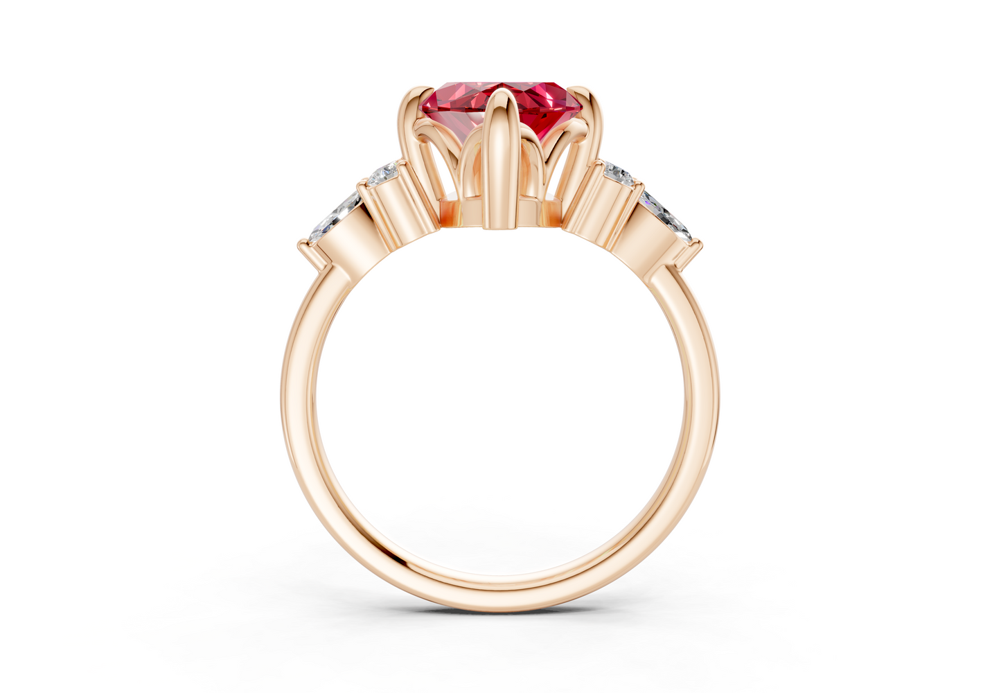 Lyra Ruby Gemstone Accent Marquise Cut 2mm Engagement Ring