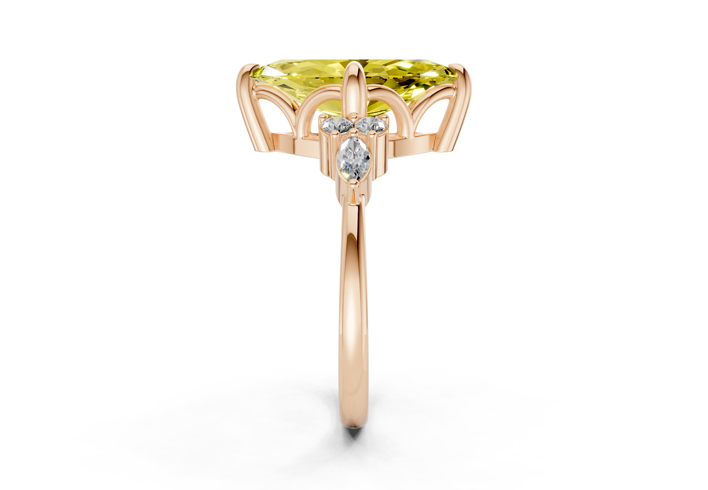 Lyra Yellow Diamond Accent Marquise Cut 1.8mm Engagement Ring