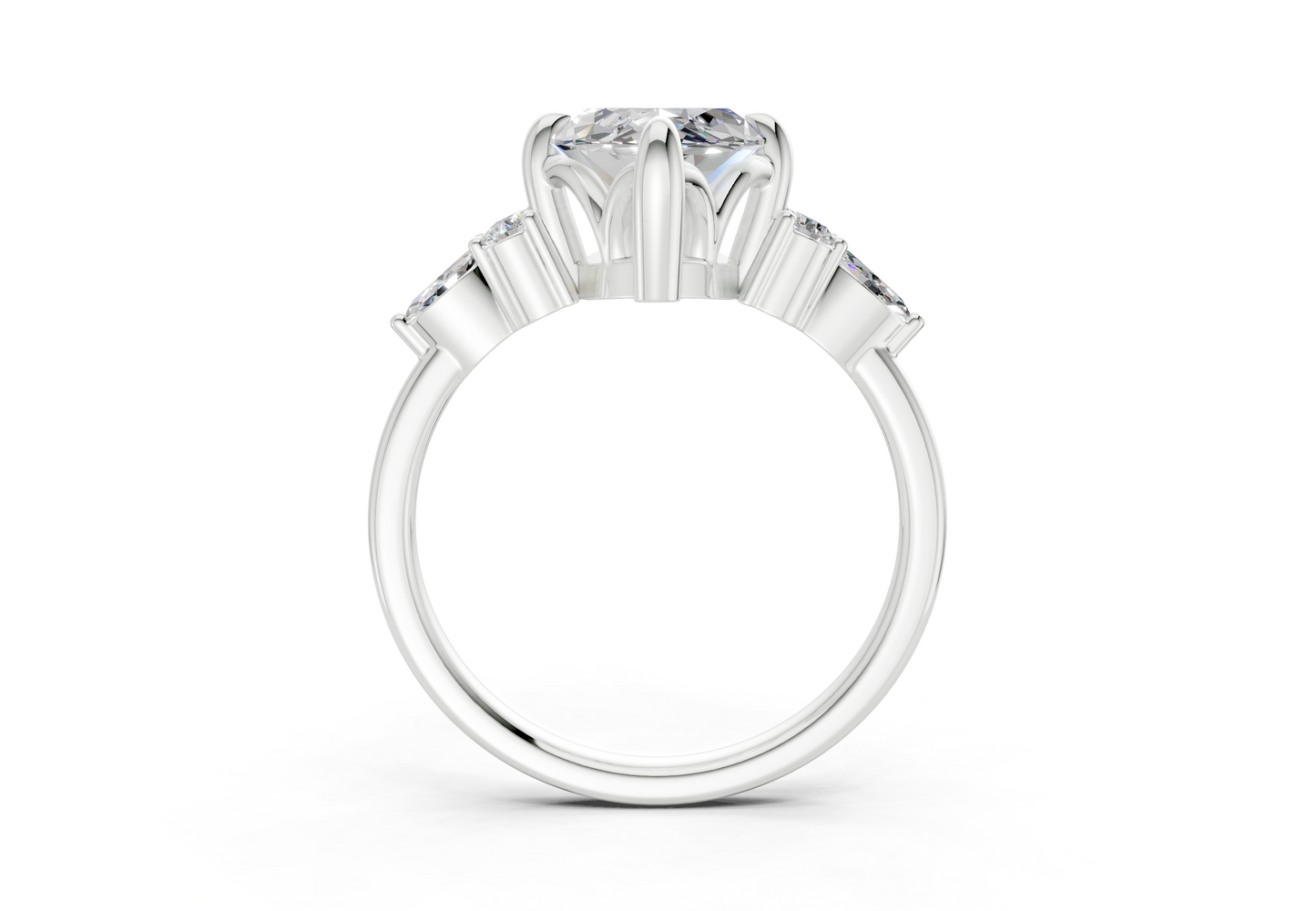 Lyra Diamond Accent Marquise Cut 2mm Engagement Ring