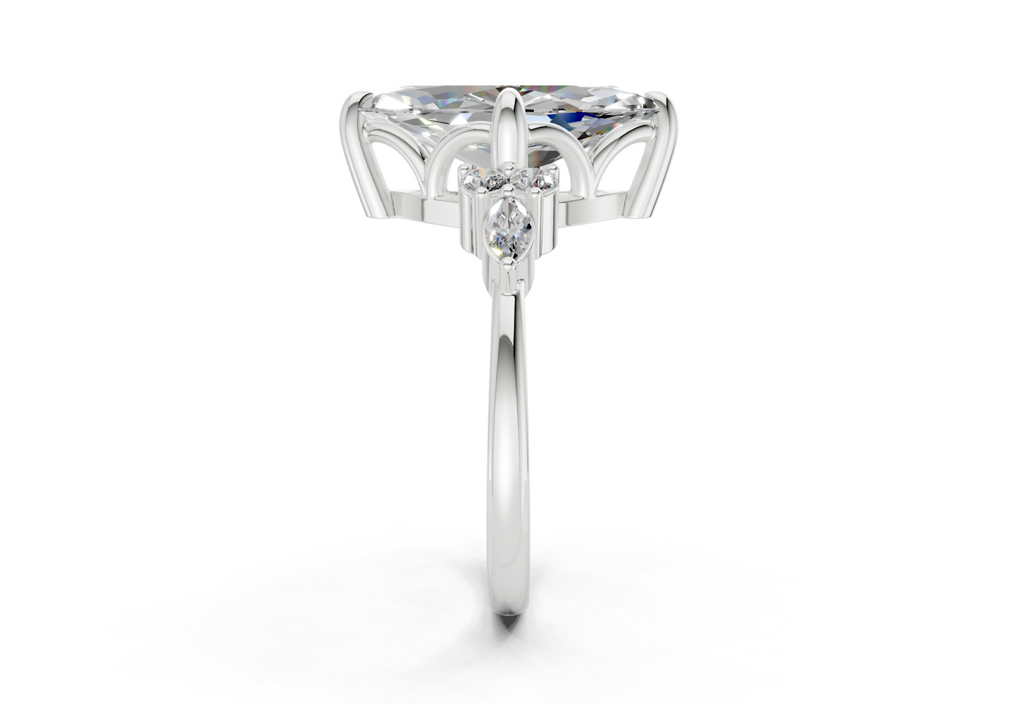 Lyra Diamond Accent Marquise Cut 2mm Engagement Ring