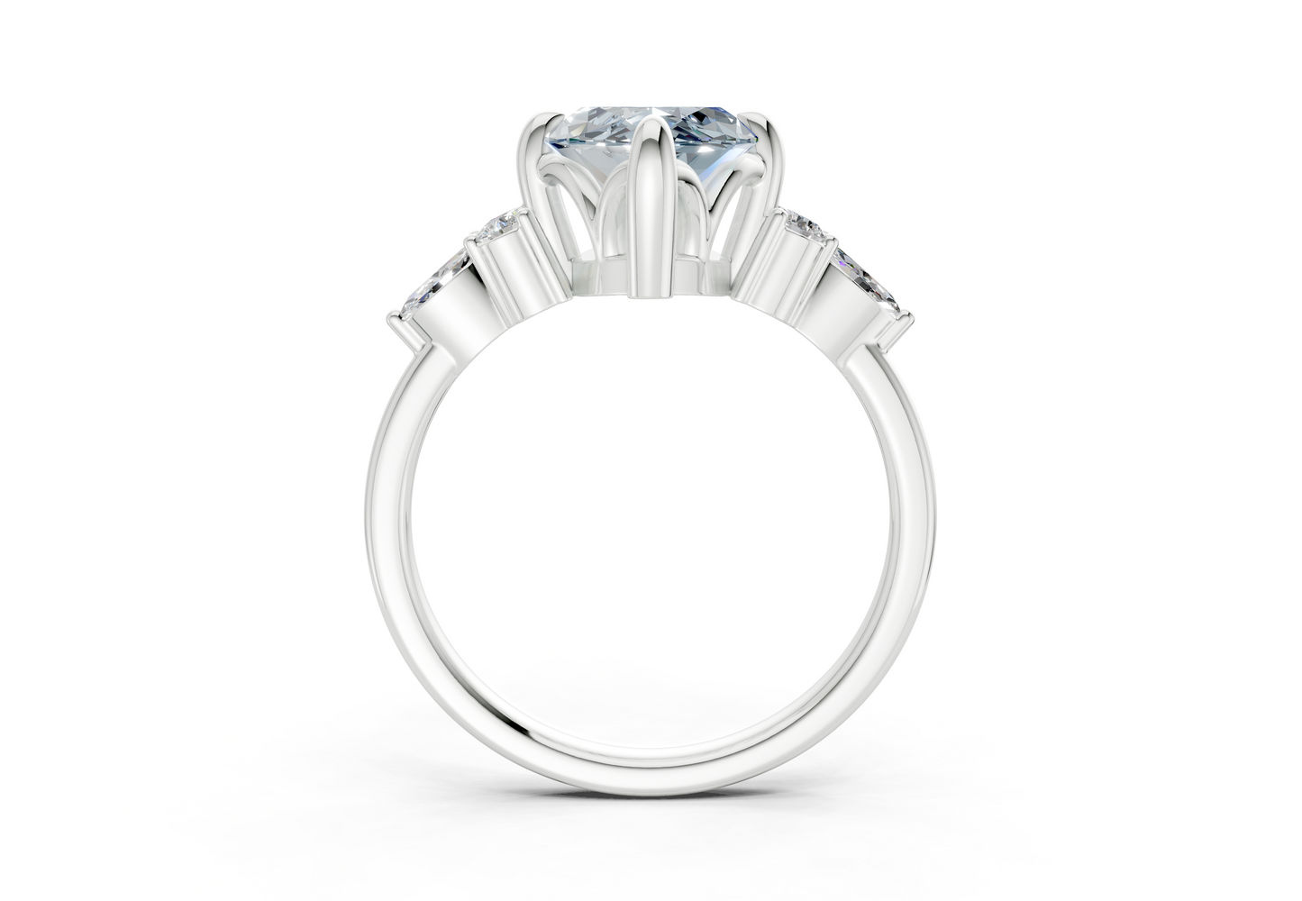 Lyra Blue Diamond Accent Marquise Cut 1.8mm Engagement Ring