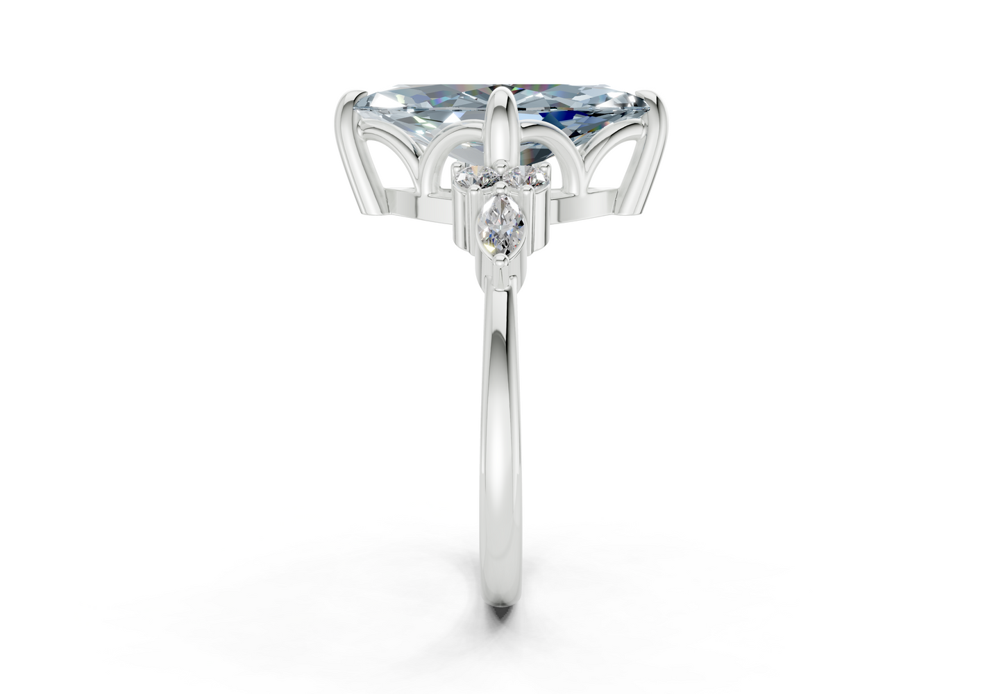 Lyra Blue Diamond Accent Marquise Cut 1.8mm Engagement Ring