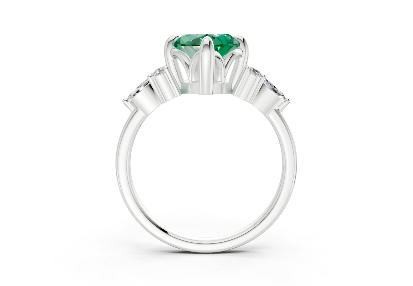 Lyra Emerald Gemstone Accent Marquise Cut 1.8mm Engagement Ring
